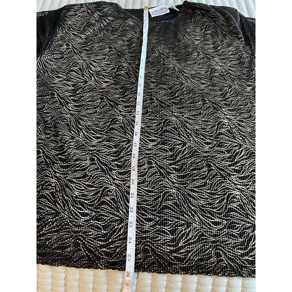 Vintage The Villager Women's Blouse Large Art Deco Party Black Metallic - Picture 10 of 10